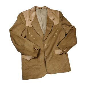 PIONEER WEAR Men's VINTAGE Western Corduroy Leather Blazer Jacket USA 46L